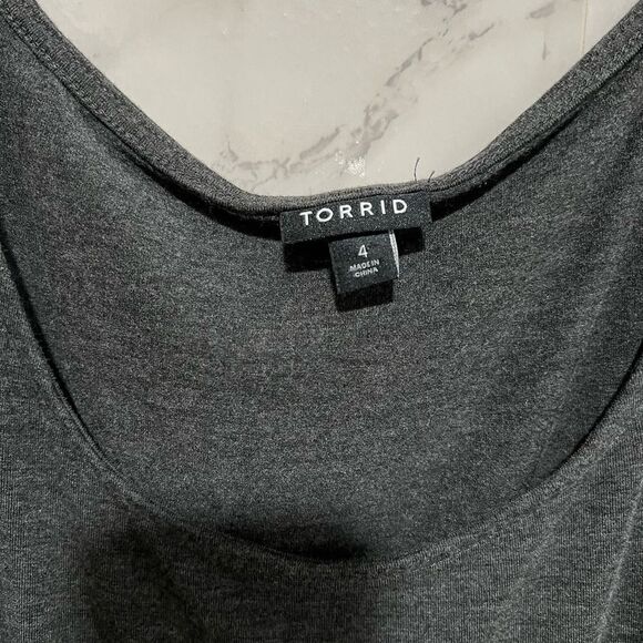 Torrid Charcoal Gray Sleeveless Jersey Tie Front Shift Dress - Picture 5 of 8